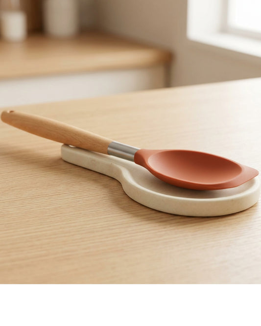 Heoub Wood-Handle Silicone Deep Spoonula 32 cm Terracotta - Lifestyle view