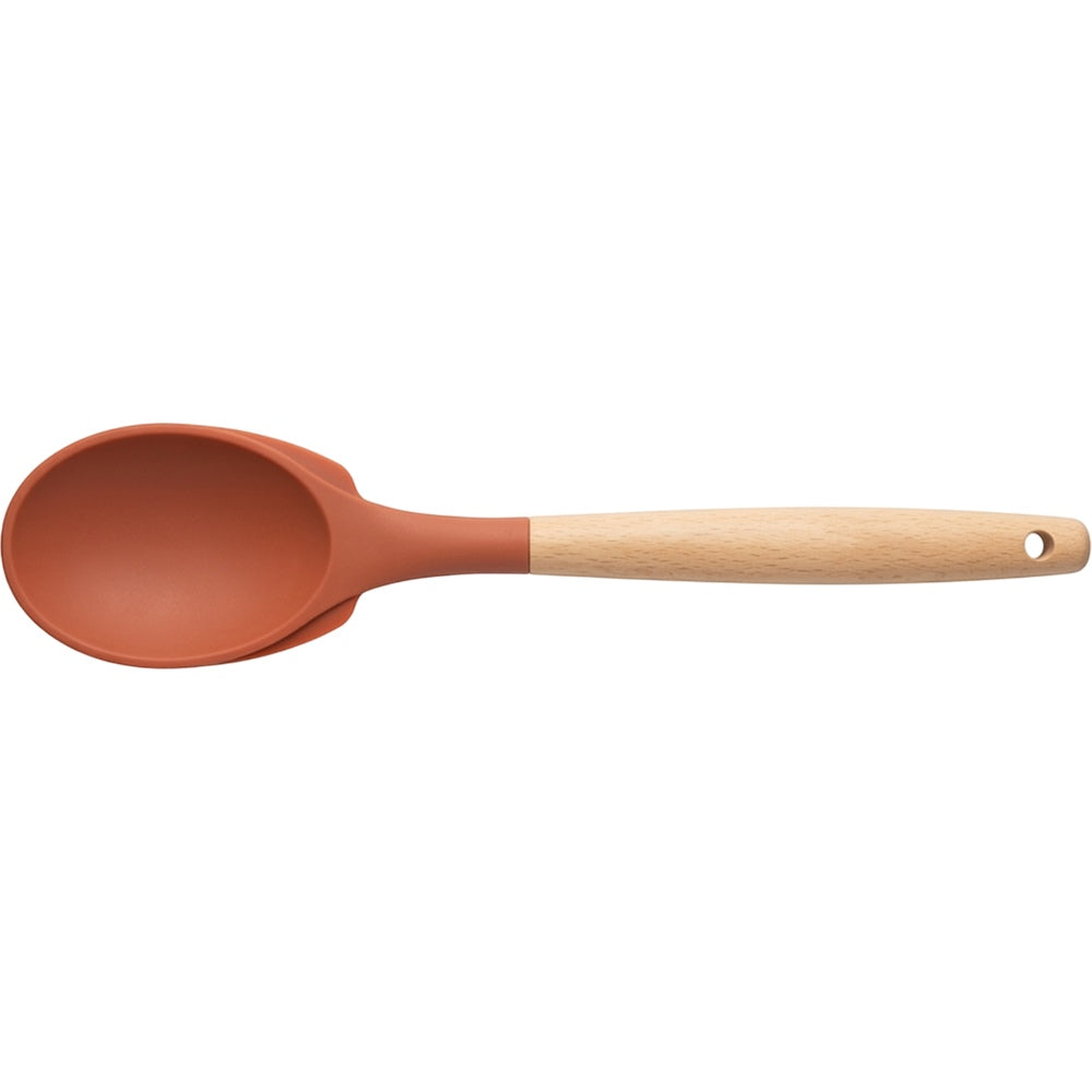 Heoub Wood-Handle Silicone Deep Spoonula 32 cm Terracotta - Product view