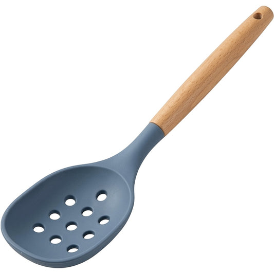 Heoub Wood-Handle Silicone Perforated Scoop 32 cm Slate Blue - Product view